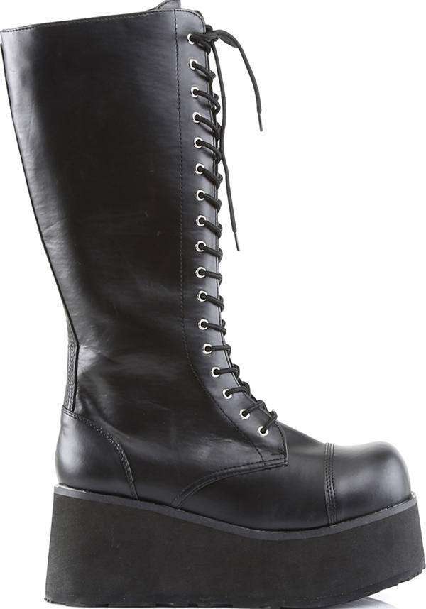 Black Demonia Trashville-502 Knee High Boots [Preorder]