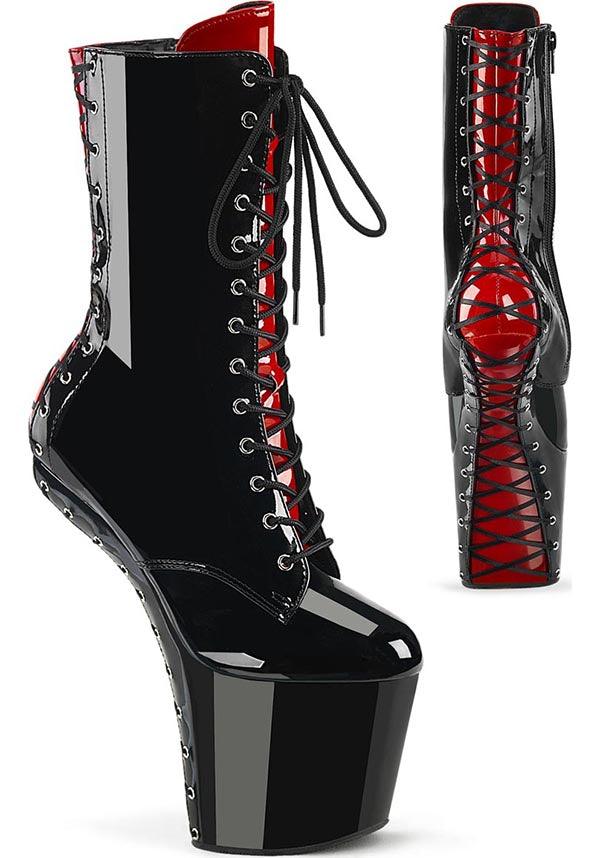 PRE-ORDER! CRAZE-1040FH Platform Heels in Black-Red Color