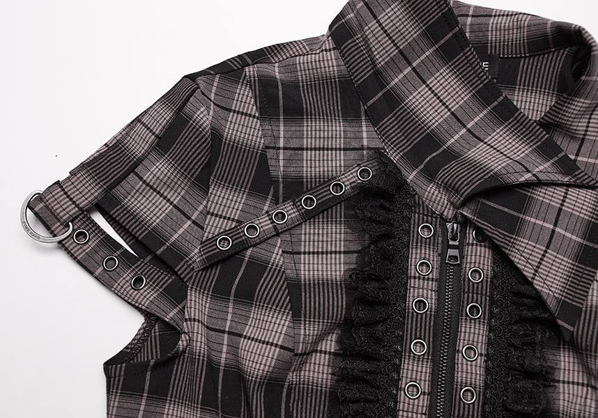 Baby Pink and Black Uriah Tartan Women's Shirt - A Blend of Classic and Feminine Style