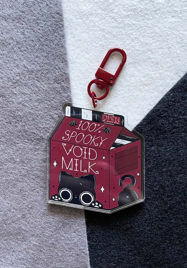 Handmade Double - sided Clear Acrylic Void Milk Keychain with Red Clip