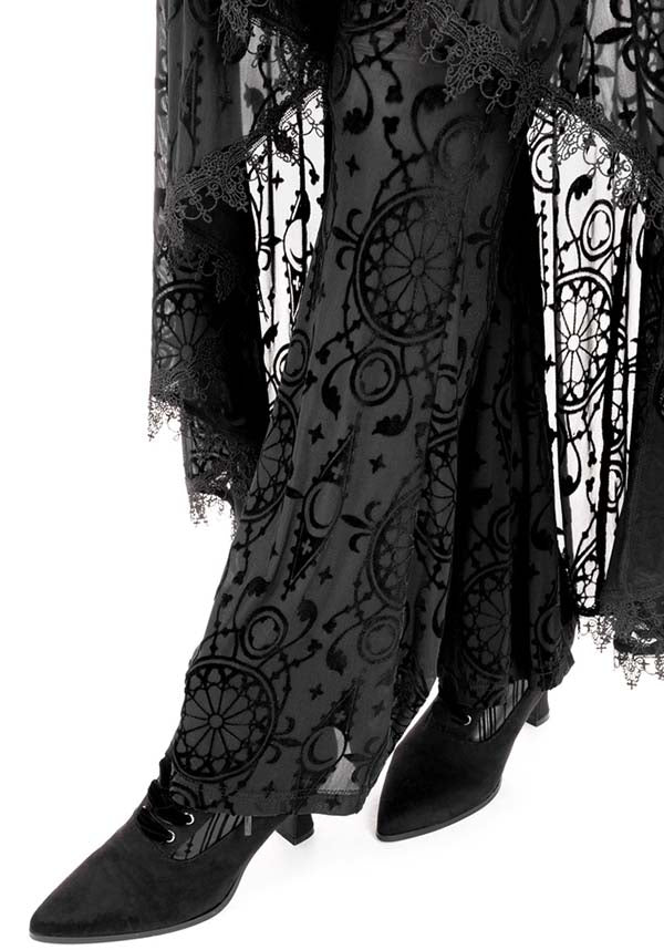 Restyle's Enchanting Dark Angel Burnout Stretch Velour Duster