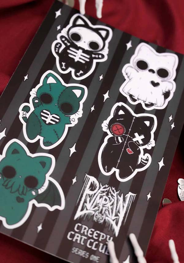 Series One Creepy Cat Club Waterproof Sticker Sheet