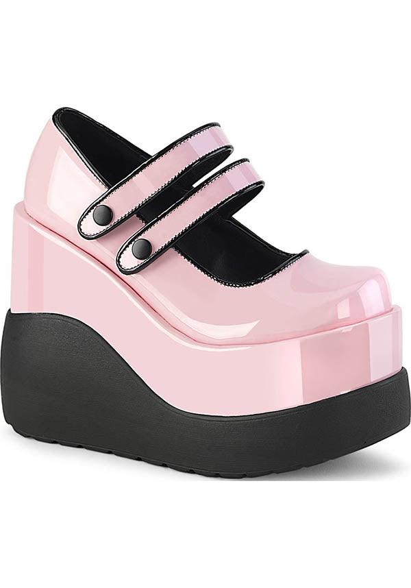 Preorder Demonia Void-37 Platform Mary Jane Shoes in Baby Pink Color