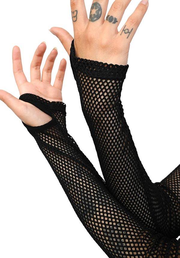 Black Fishnet Long Sleeve Crop Top for Fashionable Women