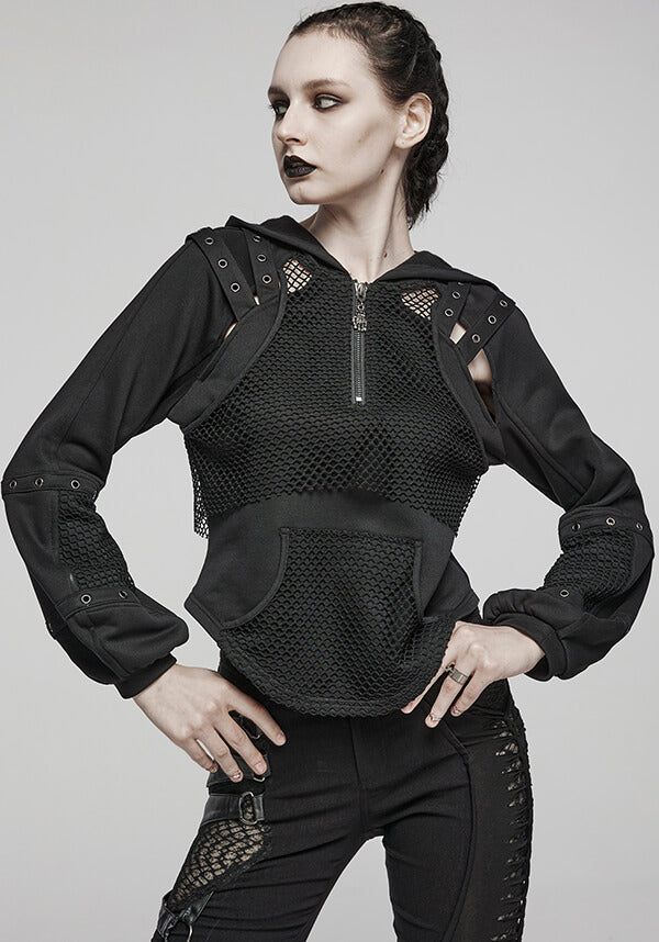 Eris Techwear Futuristic Mesh Blend Hoodie for Modern Style