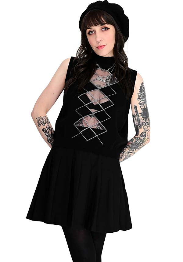 Courtney Shayne Inspired Black and Grey Cotton Sweater Vest for Fashionable Wear