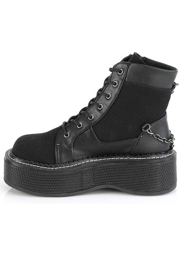 EMILY-114 Black Platform Lace-Up Boots - Preorder