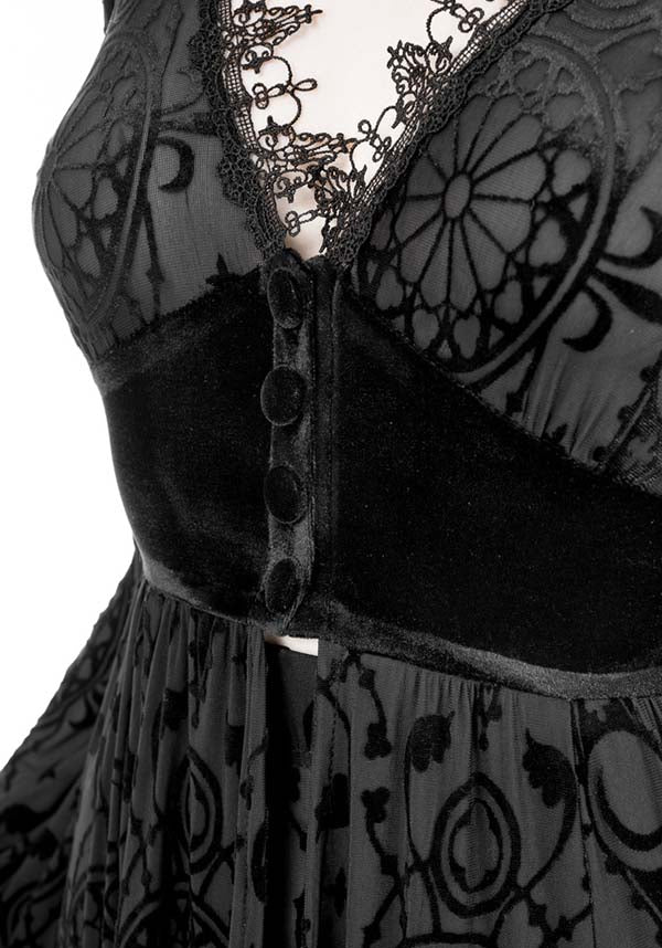 Restyle's Enchanting Dark Angel Burnout Stretch Velour Duster