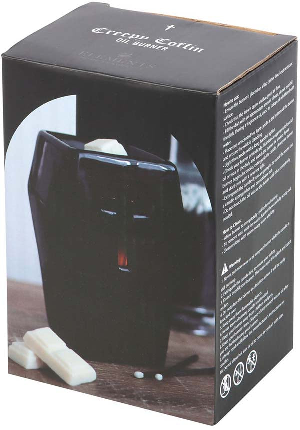 Ceramic Coffin-Shaped Oil Burner for Gothic Home Decor