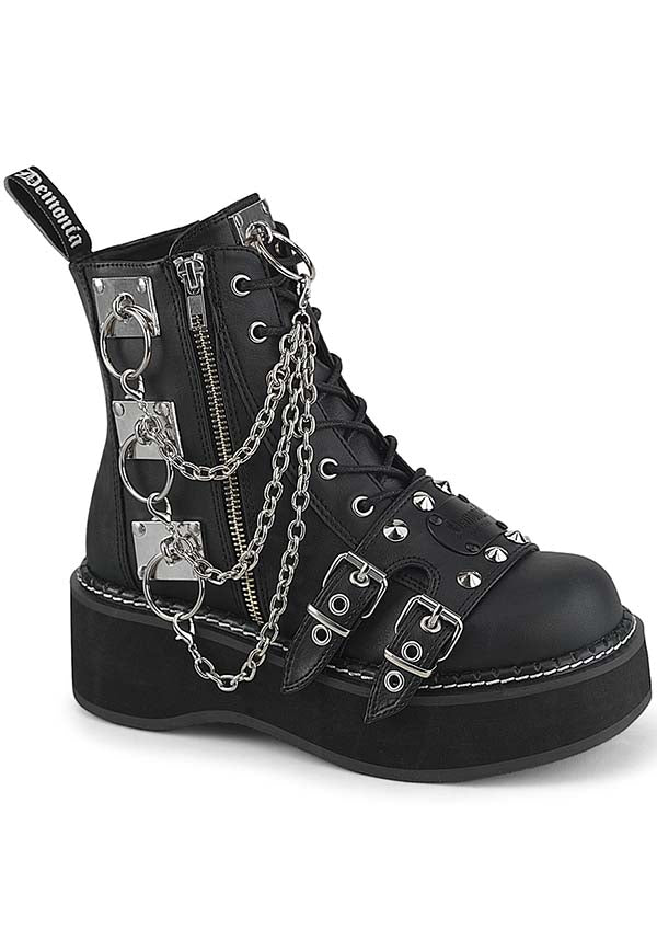 EMILY-57 Black Pre-order Ankle Boots by Demonia