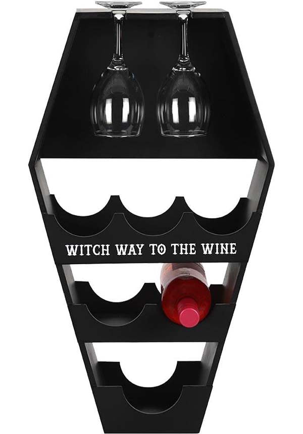 Gothic Coffin-Style Wine Shelf for Kitchen or Bar