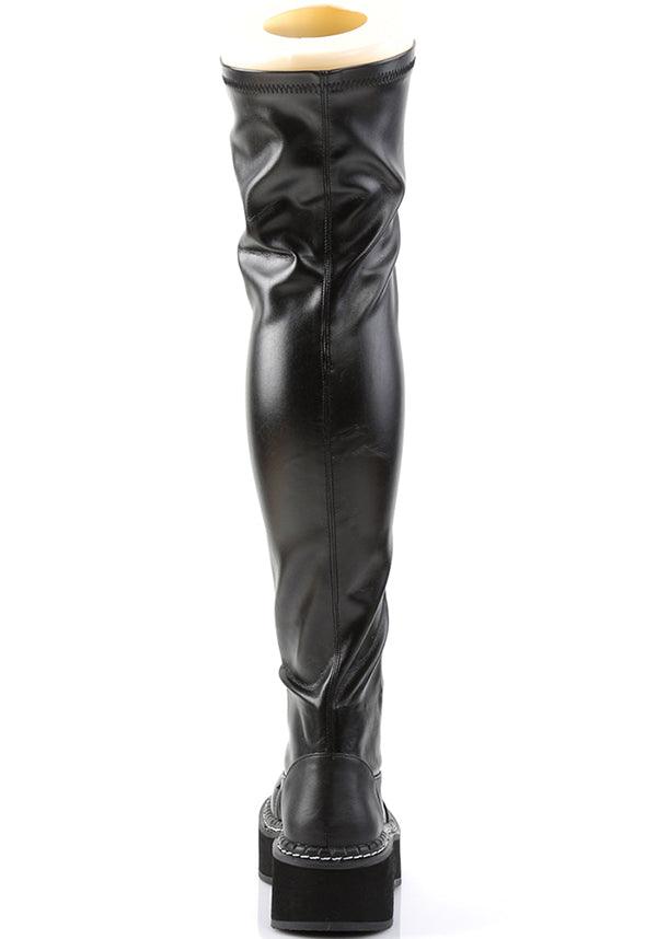 Emily-375 Black Thigh-High Lace-Up Boots - Preorder Available