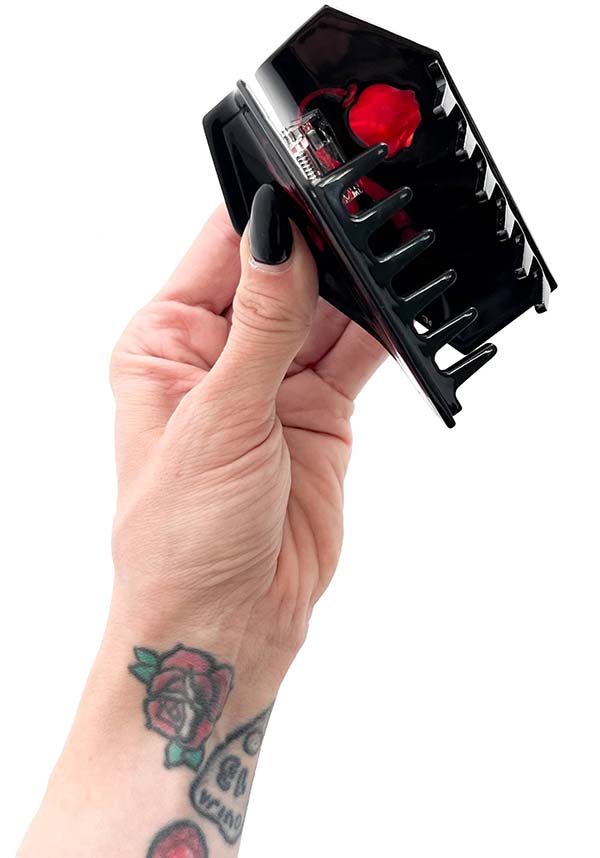 Foxblood Edgy Black Coffin - Shaped Acetate Acrylic Claw Clip
