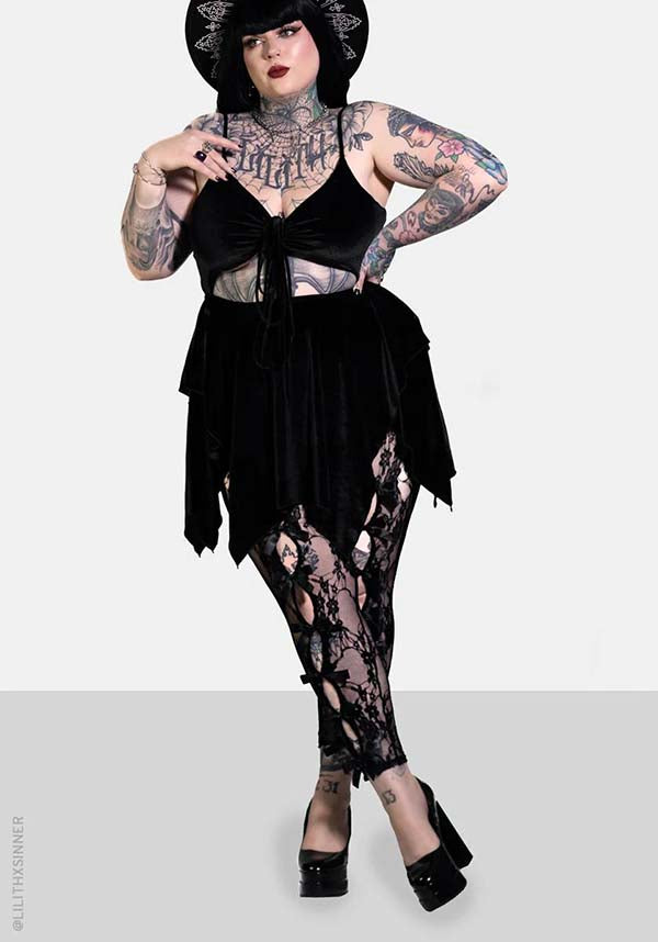 Gorgeous Stretch Lace Empress Gothic Leggings with Bows