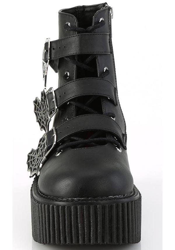 CREEPER-260 Ankle High Boots in Black Vegan Patent Leather - Pre-Order Available
