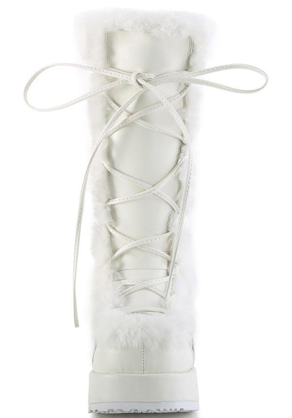 CUBBY-311 Platform Boots in White Vegan Leather - Pre-Order Available