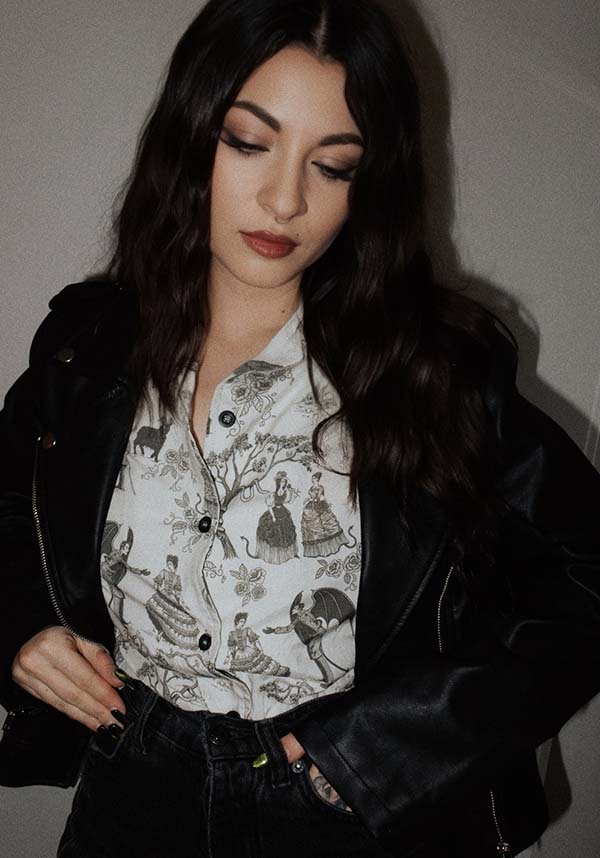 Toile du Mal Brand Button-Down Fashion Shirt with Ectogasm's Dark Print