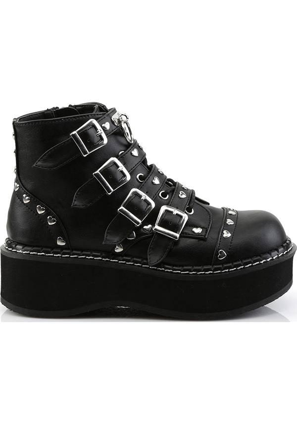 EMILY-315 Black Platform Ankle Boots [Pre-order]